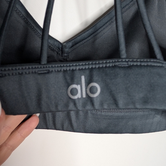 Alo Yoga Sunny Strappy Sports Bra Glossy Black Size S - Picture 6 of 10